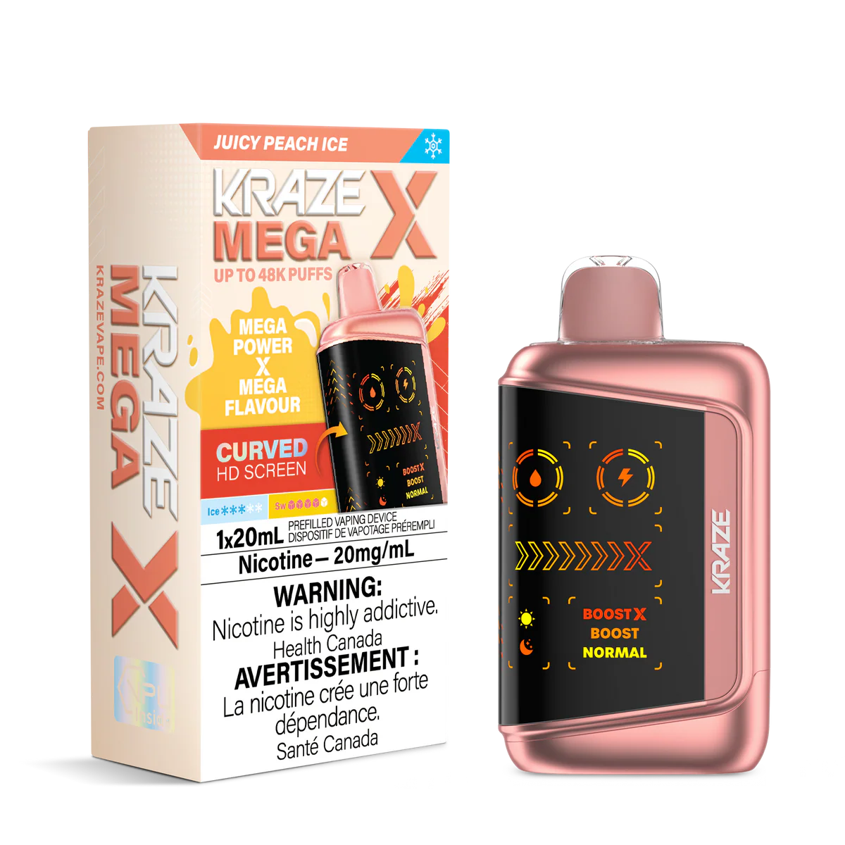 Kraze-Mega-X_JAN2026-RENDER-FAM_20mg_JuicyPeachIce Kaze Luna Mega 48K Puffs - Image 1